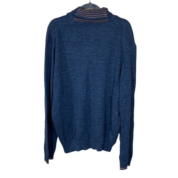 New Jos A. Bank Shawl Collar Button Sweater Men's Blue Maroon XXL Cotton - Picture 2 of 7